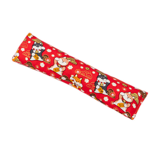 Dark blue catnip pillow toy with white cat, fish, and paw print patterns, measuring 25cm long. - Image 22