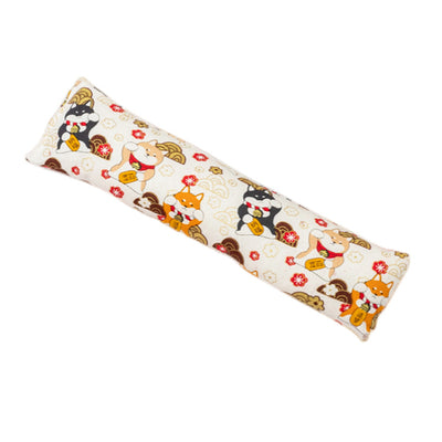 Dark blue catnip pillow toy with white cat, fish, and paw print patterns, measuring 25cm long. - Image 23