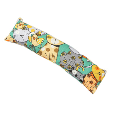 Dark blue catnip pillow toy with white cat, fish, and paw print patterns, measuring 25cm long. - Image 25