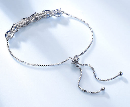 Pulsera de Plata Esterlina 925 con Zafiro Azul y Cadena Ajustable para Mujer - Image 13