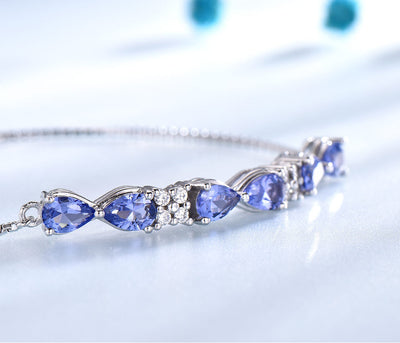 Pulsera de Plata Esterlina 925 con Zafiro Azul y Cadena Ajustable para Mujer - Image 16