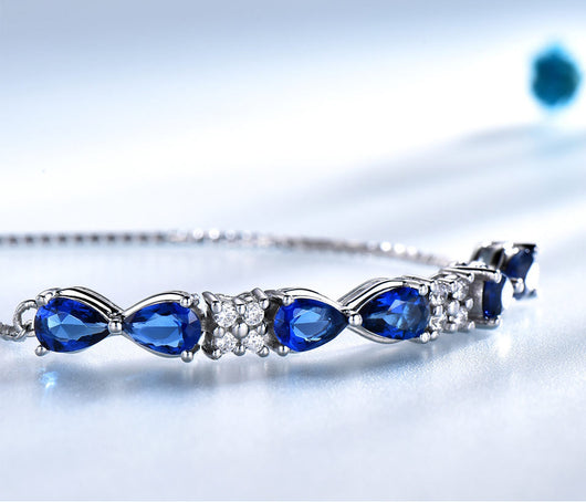 Pulsera de Plata Esterlina 925 con Zafiro Azul y Cadena Ajustable para Mujer - Image 17