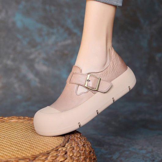 Zapatos Planos de Cuero Artesanal con Hebilla y Velcro para Mujer - Image 18