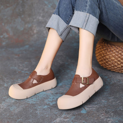 Zapatos Planos de Cuero Artesanal con Hebilla y Velcro para Mujer - Image 19