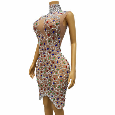 Vestido de Fiesta Largo con Encaje y Cristales Brillantes para Mujer - Image 10