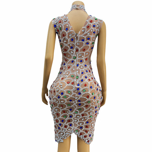 Vestido de Fiesta Largo con Encaje y Cristales Brillantes para Mujer - Image 12