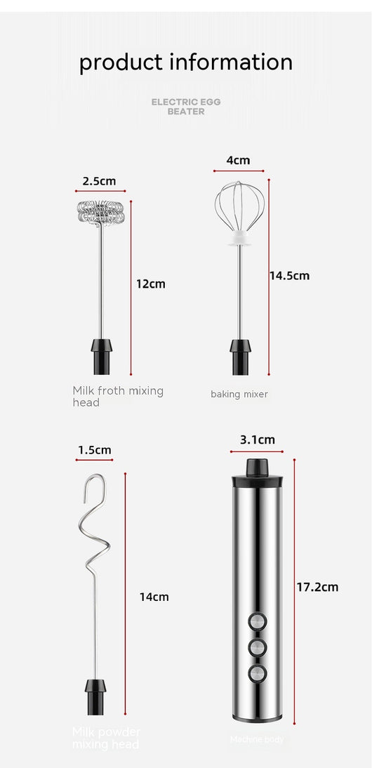 Batidora de Mano Portátil con Tres Cabezales y Carga USB - Image 15