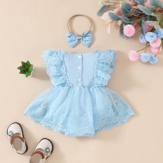 Vestido Romper Niña Verano 2024 Encaje Floral Triangular sin Mangas - Image 29