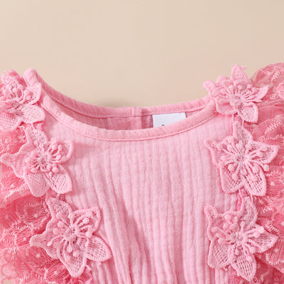 Vestido Romper Niña Verano 2024 Encaje Floral Triangular sin Mangas - Image 33