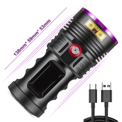 Linterna UV de Alta Potencia 365nm con Núcleo Sextuple en Aleación de Aluminio - Image 16
