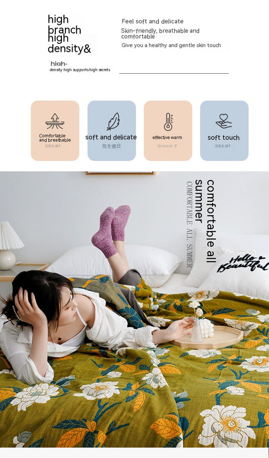 Manta Toalla de Gasa Pura Algodón - Colcha Transpirable para Siesta y Descanso - Image 39