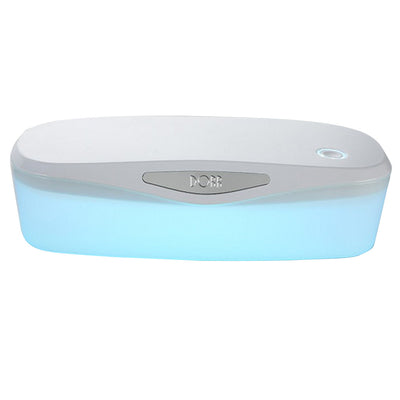 White and grey ultraviolet sterilization box with a glowing blue interior, ideal for sanitizing small items. - Image 8