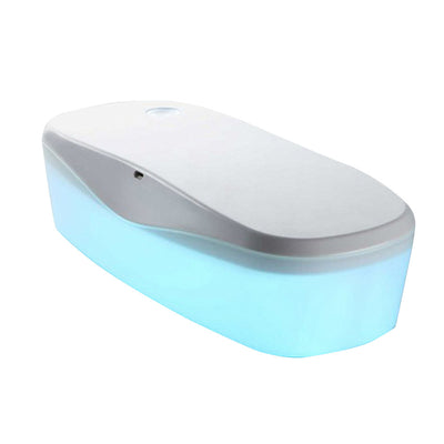 White and grey ultraviolet sterilization box with a glowing blue interior, ideal for sanitizing small items. - Image 9