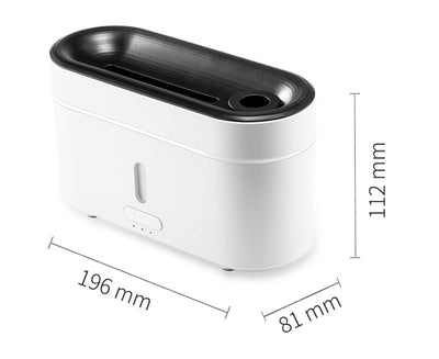 White rectangular flame lamp humidifier and aromatherapy machine with a black top and control buttons. - Image 6