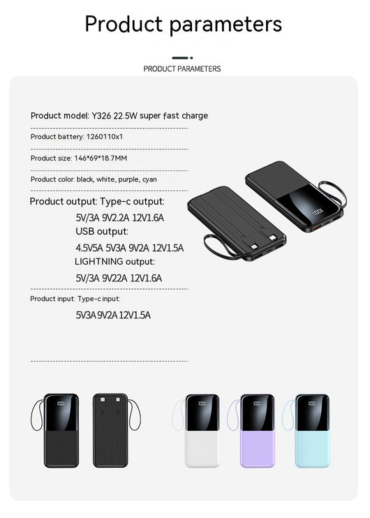 Batería Portátil 20000mAh Ultra Delgada con Cable Integrado - Image 12
