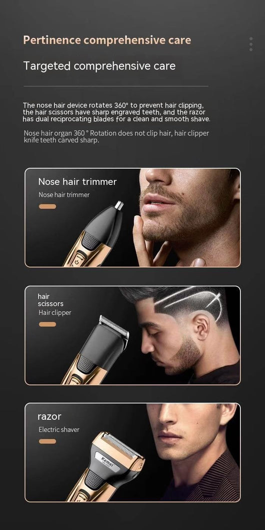 Afeitadora Eléctrica Multifuncional Premium para Hombre con Cabezal Pogonotomía - Image 17