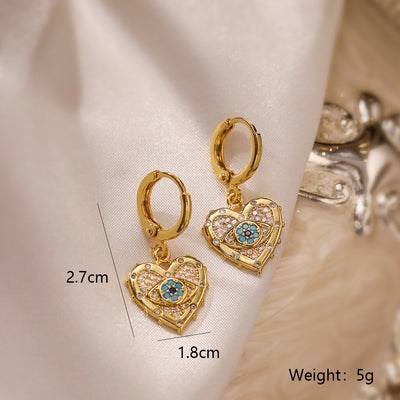 Conjunto de Collar y Aretes Corazón con Zirconia, Baño de Oro Real - Image 8