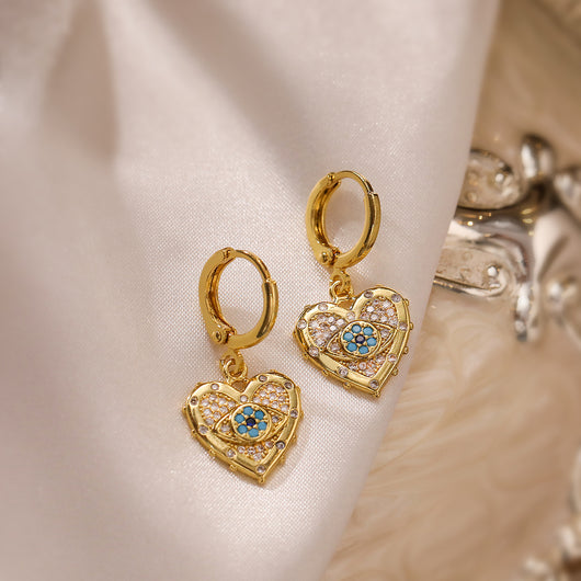 Conjunto de Collar y Aretes Corazón con Zirconia, Baño de Oro Real - Image 11