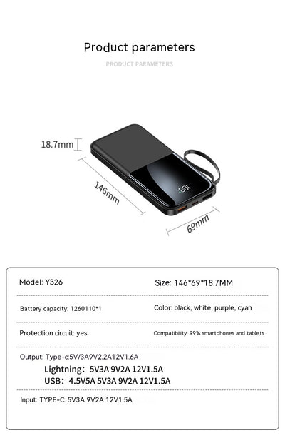 Batería Portátil 20000mAh Ultra Delgada con Cable Integrado - Image 41