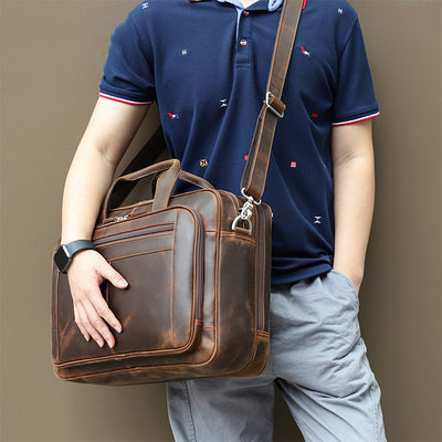Bolso de Negocios Grande en Cuero Crazy Horse Vintage para Hombre - Image 8