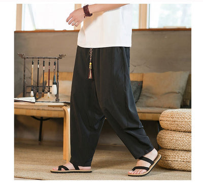 Pantalón Harem Yamamoto Yaosi Estilo Chino en Seda de Hielo para Hombre - Image 17