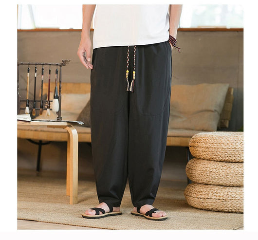 Pantalón Harem Yamamoto Yaosi Estilo Chino en Seda de Hielo para Hombre - Image 23