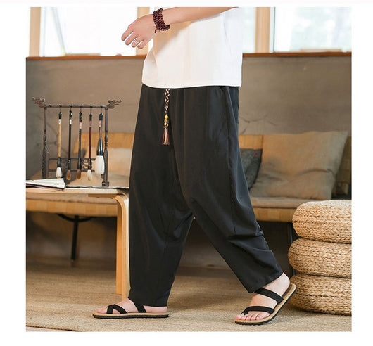 Pantalón Harem Yamamoto Yaosi Estilo Chino en Seda de Hielo para Hombre - Image 30