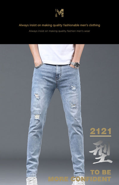 Pantalones Slim Fit Rotos Casuales para Hombre - Image 17