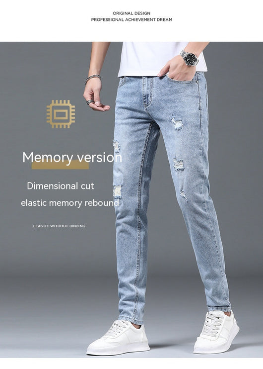 Pantalones Slim Fit Rotos Casuales para Hombre - Image 18