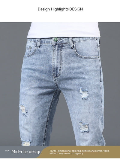 Pantalones Slim Fit Rotos Casuales para Hombre - Image 22