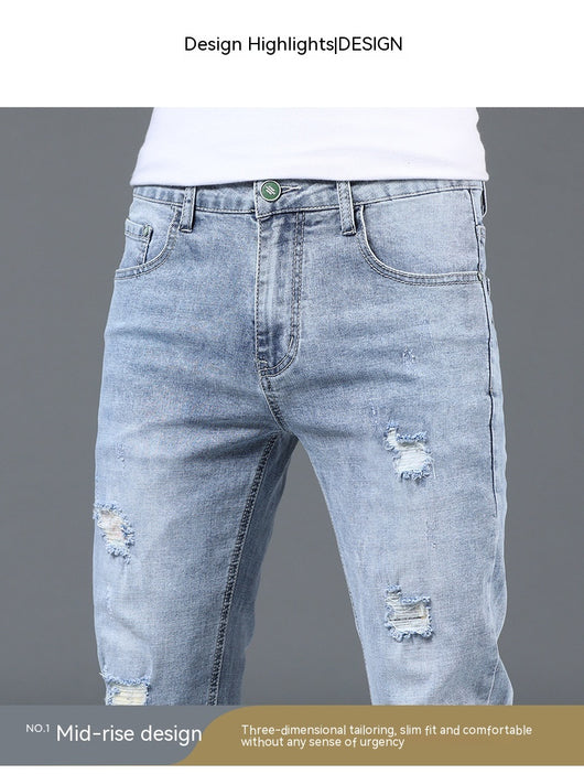 Pantalones Slim Fit Rotos Casuales para Hombre - Image 22