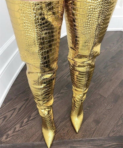 Tacones Dorados Over the Knee con Cierre Trasero - Image 7