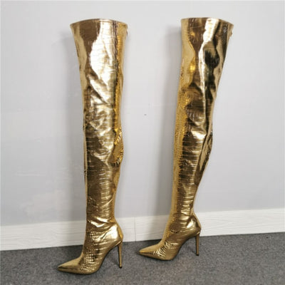 Tacones Dorados Over the Knee con Cierre Trasero - Image 10