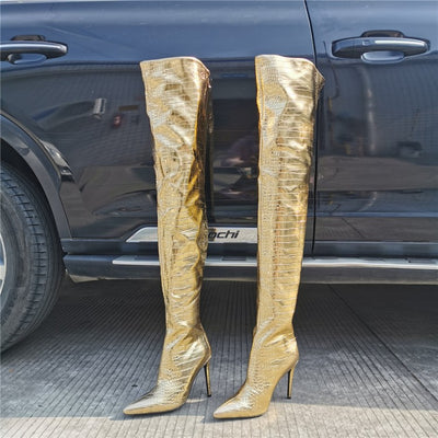 Tacones Dorados Over the Knee con Cierre Trasero - Image 11