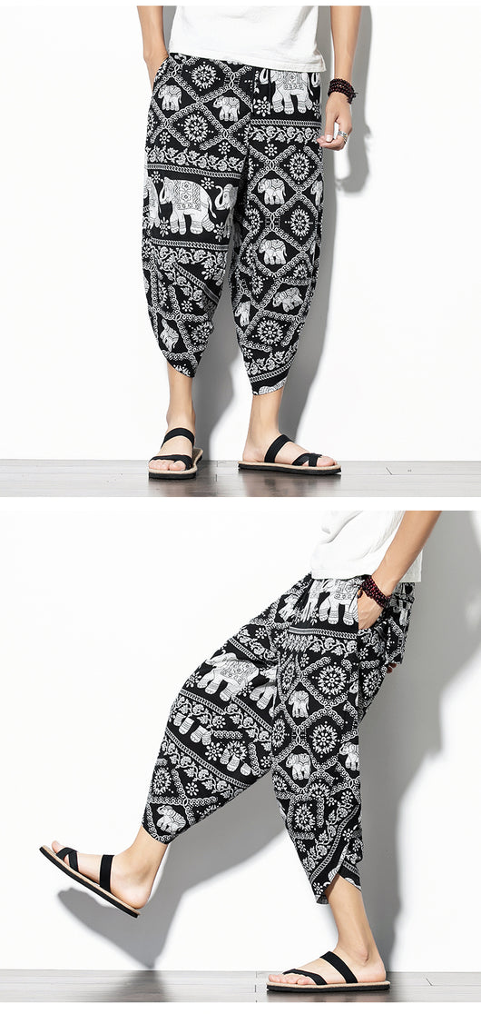 Pantalones Baggy de Algodón y Lino con Estampado - Corte Suelto y Cómodo - Image 35