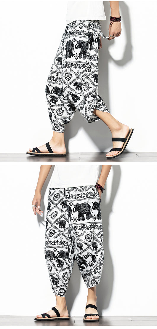 Pantalones Baggy de Algodón y Lino con Estampado - Corte Suelto y Cómodo - Image 36