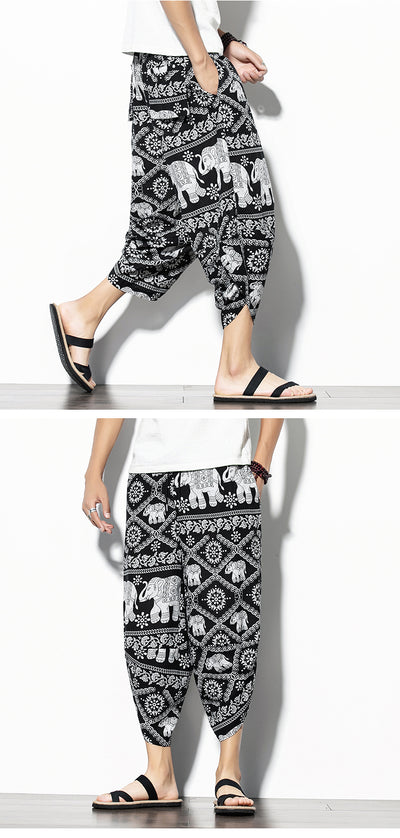Pantalones Baggy de Algodón y Lino con Estampado - Corte Suelto y Cómodo - Image 37