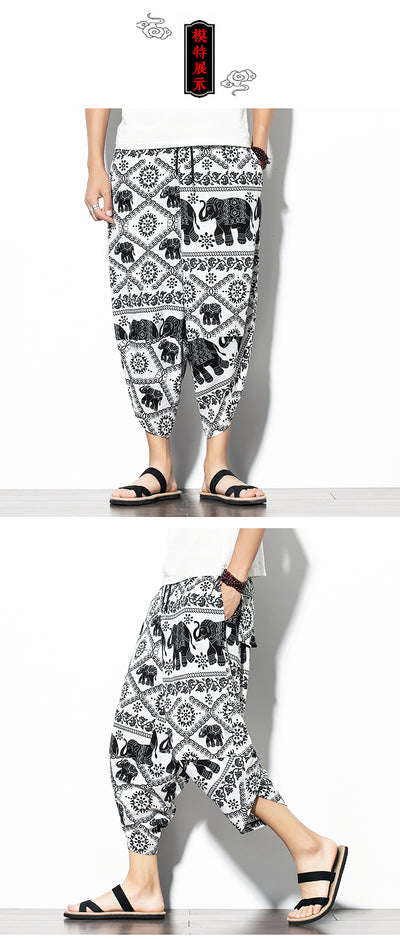Pantalones Baggy de Algodón y Lino con Estampado - Corte Suelto y Cómodo - Image 40