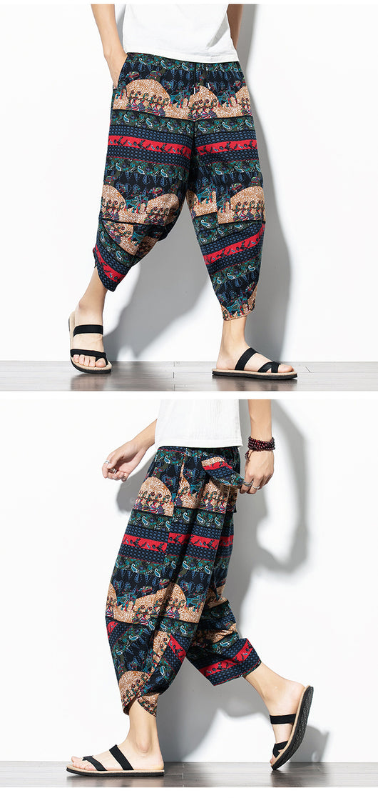 Pantalones Baggy de Algodón y Lino con Estampado - Corte Suelto y Cómodo - Image 41