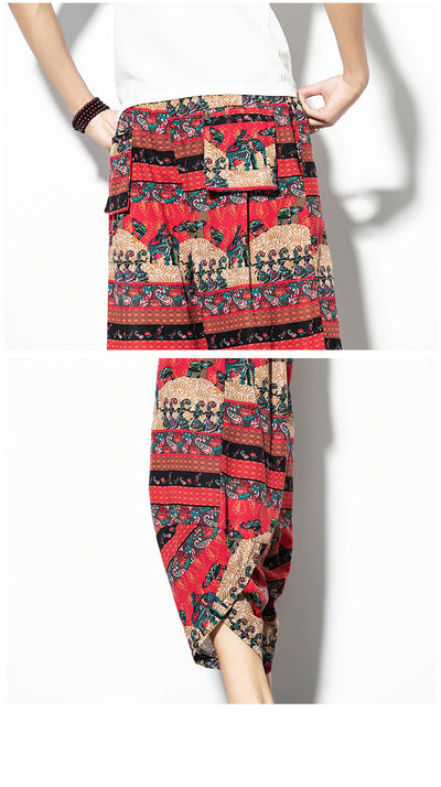 Pantalones Baggy de Algodón y Lino con Estampado - Corte Suelto y Cómodo - Image 42