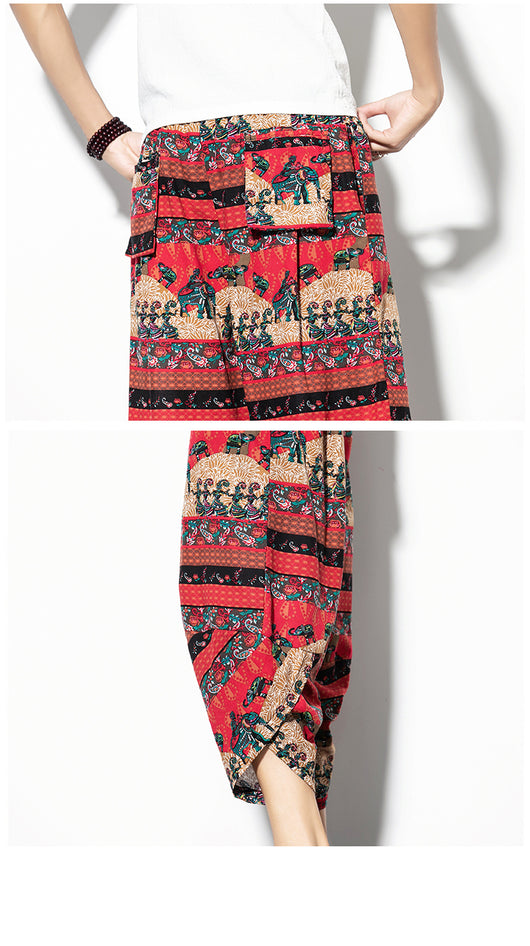 Pantalones Baggy de Algodón y Lino con Estampado - Corte Suelto y Cómodo - Image 42