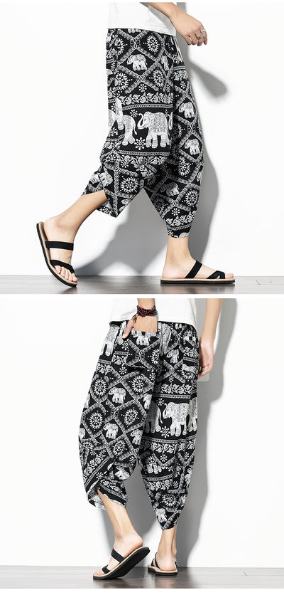 Pantalones Baggy de Algodón y Lino con Estampado - Corte Suelto y Cómodo - Image 45