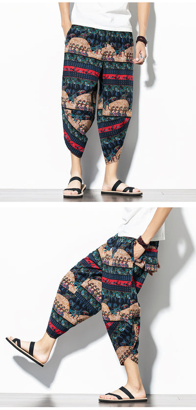 Pantalones Baggy de Algodón y Lino con Estampado - Corte Suelto y Cómodo - Image 47