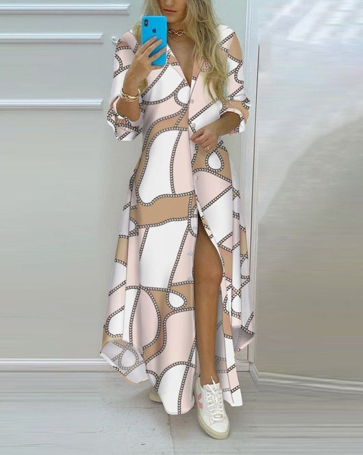 Vestido Elegante con Estampado de Moda y Mangas Largas - Image 27