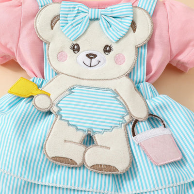 Vestido Corto para Bebé con Tirantes Bordados y Osito Adorable - Image 27