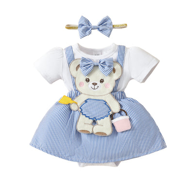 Vestido Corto para Bebé con Tirantes Bordados y Osito Adorable - Image 37