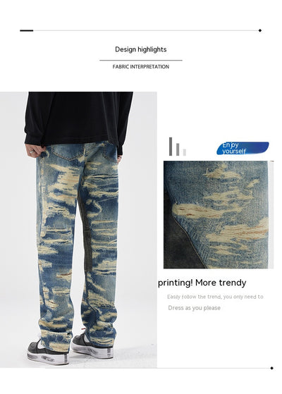 Pantalones Vaqueros Rectos Estampados con Estilo Urbano - Image 11
