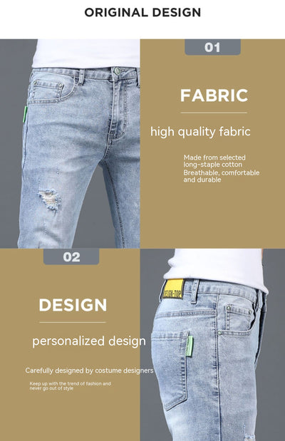 Pantalones Slim Fit Rotos Casuales para Hombre - Image 34