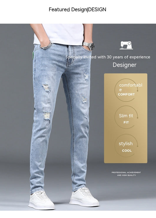 Pantalones Slim Fit Rotos Casuales para Hombre - Image 38