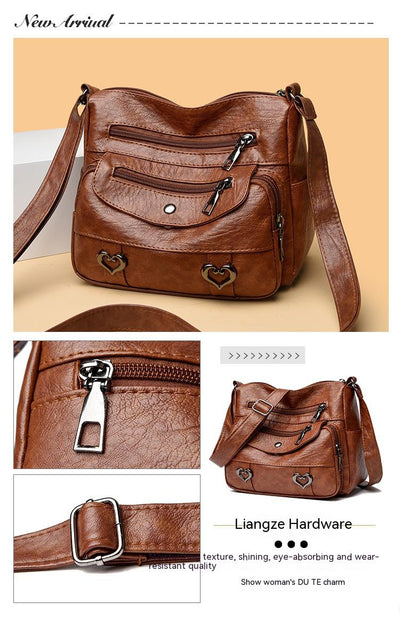 Bolso Bandolera de Cuero Texturizado Retro Gran Capacidad - Image 15